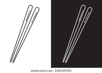 Chinese chopsticks icon black color outline. chopsticks flat vector icon. Simple line logo icon design vector illustration. chopsticks vector icons for web design isolated on white background.