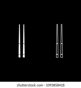 Chinese chopsticks icon set white color outline