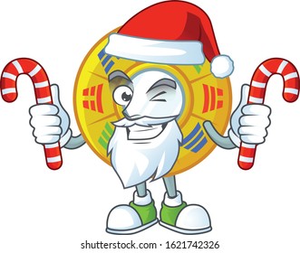 Chinese circle feng shui Cartoon character in Santa costume with candy