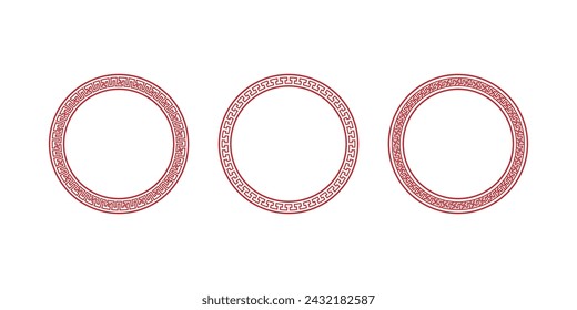Chinese Circle Pattern set. Tradition asian pattern on round frame.