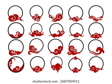 Elemento de Quadro de Nuvem em Círculo Chinês