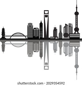 ilustración de perfil de perfil en shanghai en la ciudad china