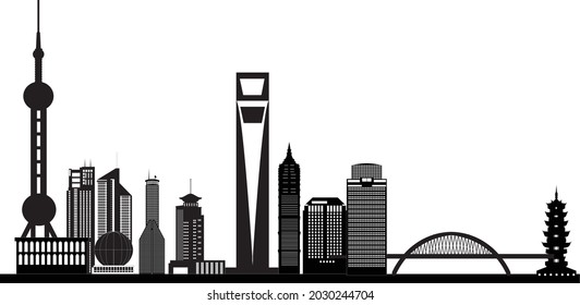 chinese city shanghai skyline illustration
