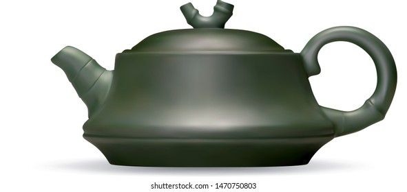 Chinese clay teapot isolated. Vector EPS-10