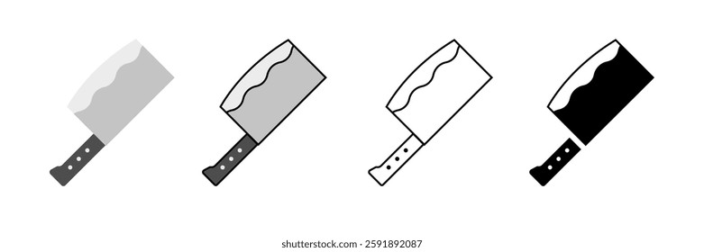 Chinese cleaver icon set. Vector.