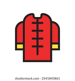 Chinese clothes flat icon, Chinese fashion character icon, lunar year costume vector, isolated on white background. 