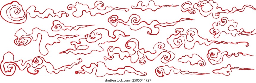 Chinese cloud. brush stroke illustration. hand drawn illustration.