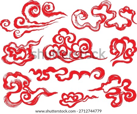 Chinese cloud brush stroke set.