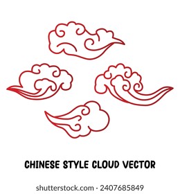 chinese cloud collection set illustration outlines style svg