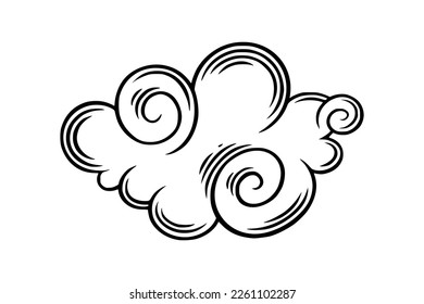 Chinese cloud in curly style. Holiday boho cloud for festive asian designs. Vector illustration isolated in white background