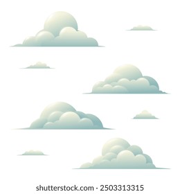 Elemento de nube chino, Ilustración vectorial de nube japonesa de color suave brillante