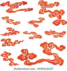 Chinese cloud element vector. Abstract art pattern. Oriental traditional illustration. Watercolor painting texture.