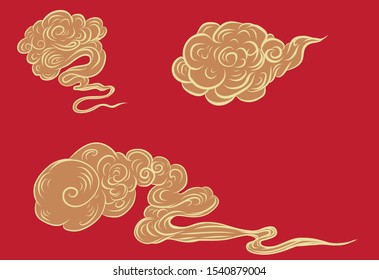 chinese cloud isolate vector.cloud tattoo vector and coloring books.japanese cloudy sticker.