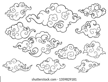 Ornament Oriental Cloud Clip Art Design Stock Vector (Royalty Free ...