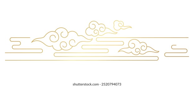 Chinese Cloud Line Background Vector	
