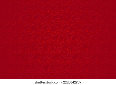 Chinese cloud or river seamless design art pattern vector, gradient red. Illustration of traditional oriental Asian background.