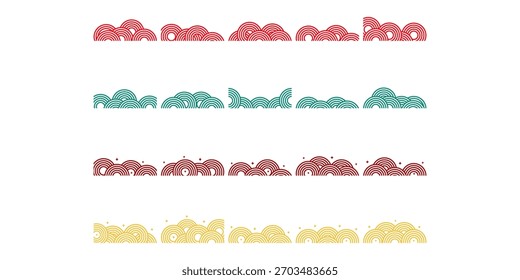 Chinese cloud Round Footer Set