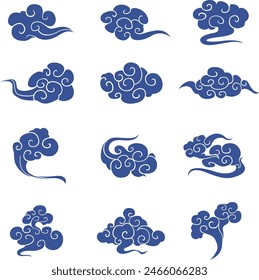 Chinese cloud silhouette vector design traditional religion festival cloth fabric decoration symbol texture element