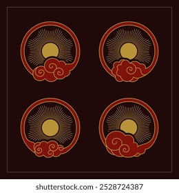 Chinesisches Wolkensymbol in Circle Design Art Vector