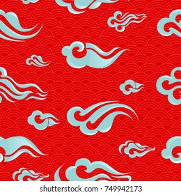 Chinese cloud traditional seamless pattern. Vector background