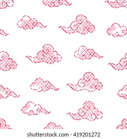 Chinese cloud traditional seamless with polka dot pattern vector background.Dotted background.Japanese textile pattern.