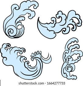 Chinese cloud vector for coloring book and printing on white background.