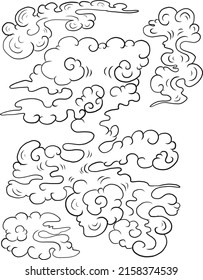 Chinese cloud vector for coloring book and printing on white background.