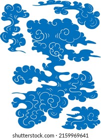 Chinese cloud vector for coloring book and printing on white background.