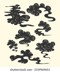 Chinesische Wolke-Vektorgrafik zum Färben von Buch und zum Drucken auf weißem Hintergrund.