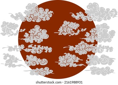 Chinese cloud vector for coloring book and printing on white background.