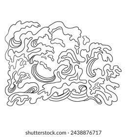 Chinese cloud vector for coloring book and printing on white background.Traditional Japanese culture element for tattoo design and idea.Cloud and wave illustration.Clip art.