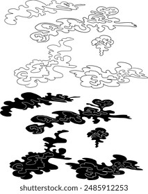 Chinese cloud vector for coloring book and printing on white background.Traditional Japanese culture element for tattoo design and idea.Cloud and wave illustration.Clip art.