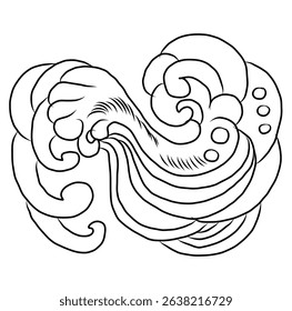 Chinese cloud vector for coloring book and printing on white background.Traditional Japanese culture element for tattoo design and idea.Cloud and wave illustration.Clip art.Fire vector