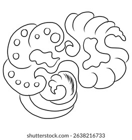 Chinese cloud vector for coloring book and printing on white background.Traditional Japanese culture element for tattoo design and idea.Cloud and wave illustration.Clip art.Fire vector