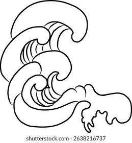 Chinese cloud vector for coloring book and printing on white background.Traditional Japanese culture element for tattoo design and idea.Cloud and wave illustration.Clip art.Fire vector