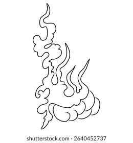 Chinese cloud vector for coloring book and printing on white background.Traditional Japanese culture element for tattoo design and idea.Fire vector for T-shirt.