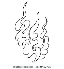 Chinese cloud vector for coloring book and printing on white background.Traditional Japanese culture element for tattoo design and idea.Fire vector for T-shirt.
