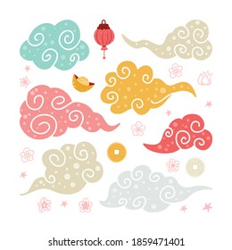 Chinese cloud vector illustration with cartoon style