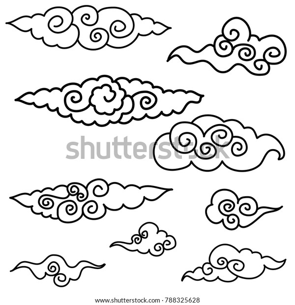 Chinese Cloud Vector Isolate On White Stock Vector Royalty Free