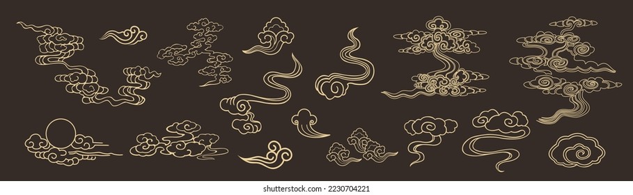 Chinese cloud vector pattern. cloud abstract pattern. Illustration of traditional oriental asian background.