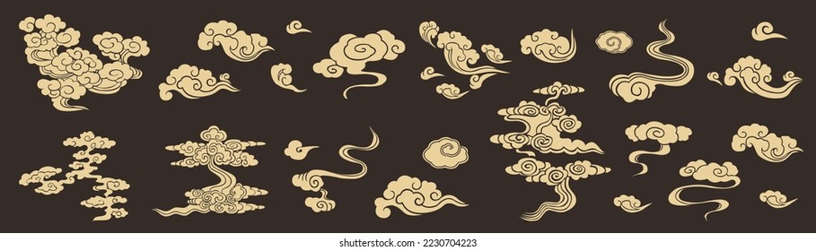 Chinese cloud vector pattern. cloud abstract pattern. Illustration of traditional oriental asian background.