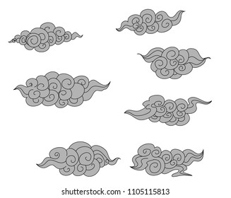 Chinese cloud vector set.