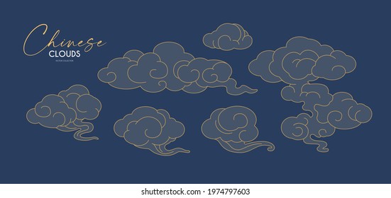 Chinese clouds collection. Traditional asian graphic element.