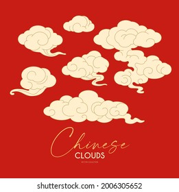 Chinese clouds collection. Traditional asian graphic element.