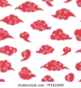 Chinese clouds. Decorative clouds in Chinese style. Seamless pattern. Vector.
