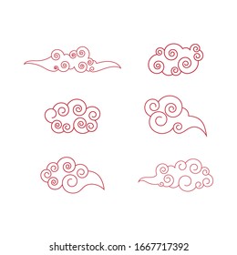 Plantilla de ilustración vectorial del logotipo de las nubes chinas