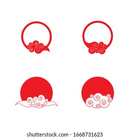 Chinese clouds logo vector illustration template