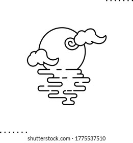 Icono de vector de nubes chinas en contorno