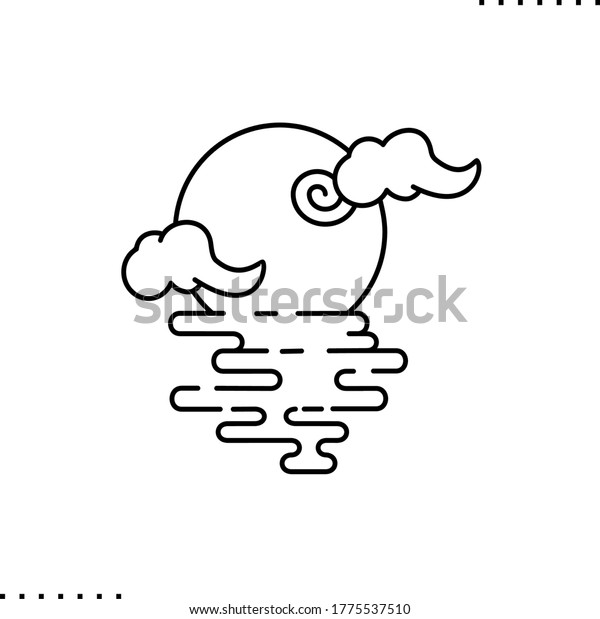 Chinese clouds vector icon\
in outline