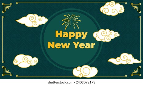 Chinese clouds vector illustration. Festive Chinese clouds add touch celebration to vintage cloudscape patterns tell stories Chinas rich and ancient culture Chinese clouds, ornate. Happy New Year